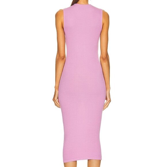 Enza Costa Silk Knit Sleeveless Twist Midi Dress pink ruched bodycon silk - Picture 3 of 10